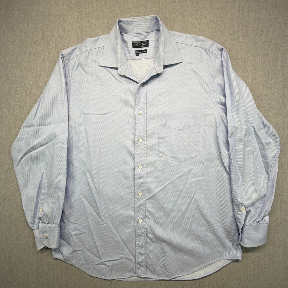 Alain Figaret Men's Double Retors 42 Blue Dress Shirt‎ France Luxury